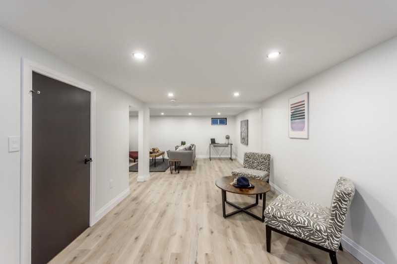 Finished basement renovation in Hamilton