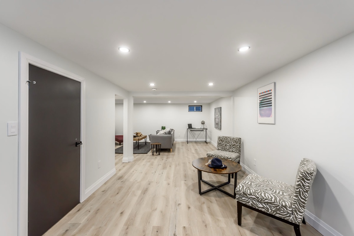 Finished basement renovation in Burlington